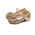 2020 trendy low-heeled Korean sparkle glitter bow princess shoes  girl Mary Janes